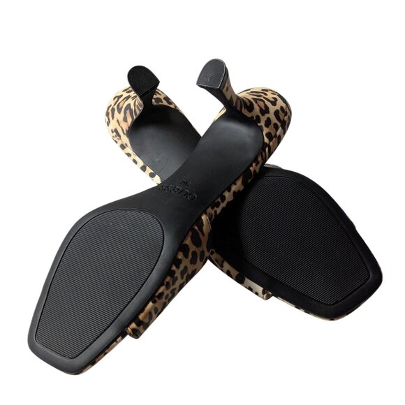 Guess Leopard Print Square Open Toe Logo Detail Kitten Heel Mules Size 9 NWOB - Picture 8 of 9